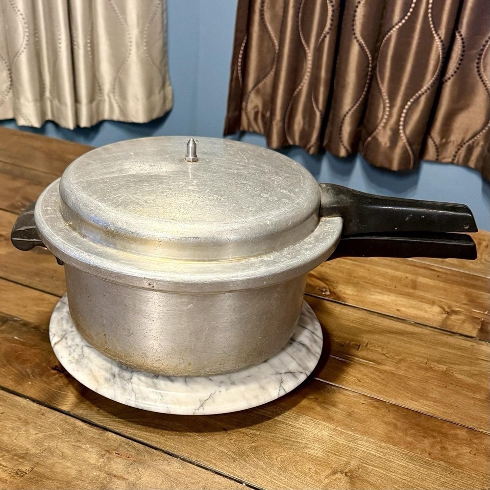 VTG 1950s 50s Mirro-Matic‎ "6" Aluminum MCM Pressure Cooker Canning Pot 6qt 0396